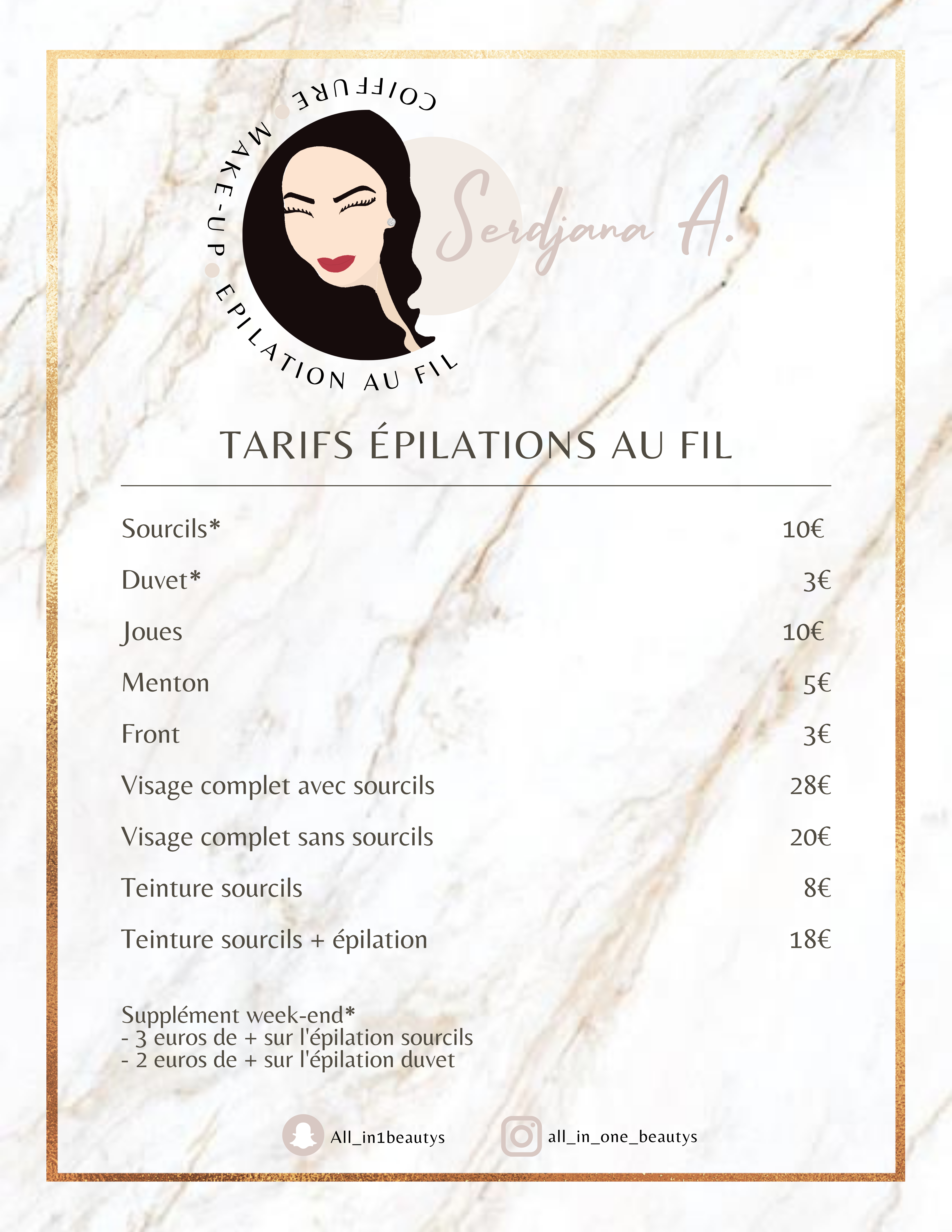Nouveaux Tarifs Serdjana